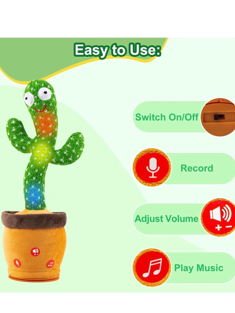 Talking Cactus Toy Mimics Speech And Dances And Plays PreRecorded Music
